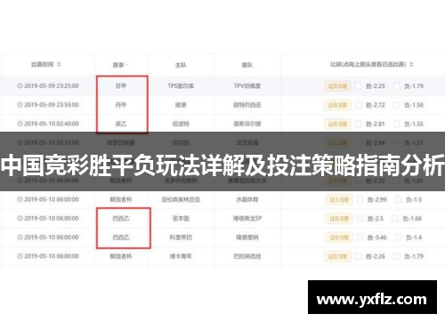 中国竞彩胜平负玩法详解及投注策略指南分析